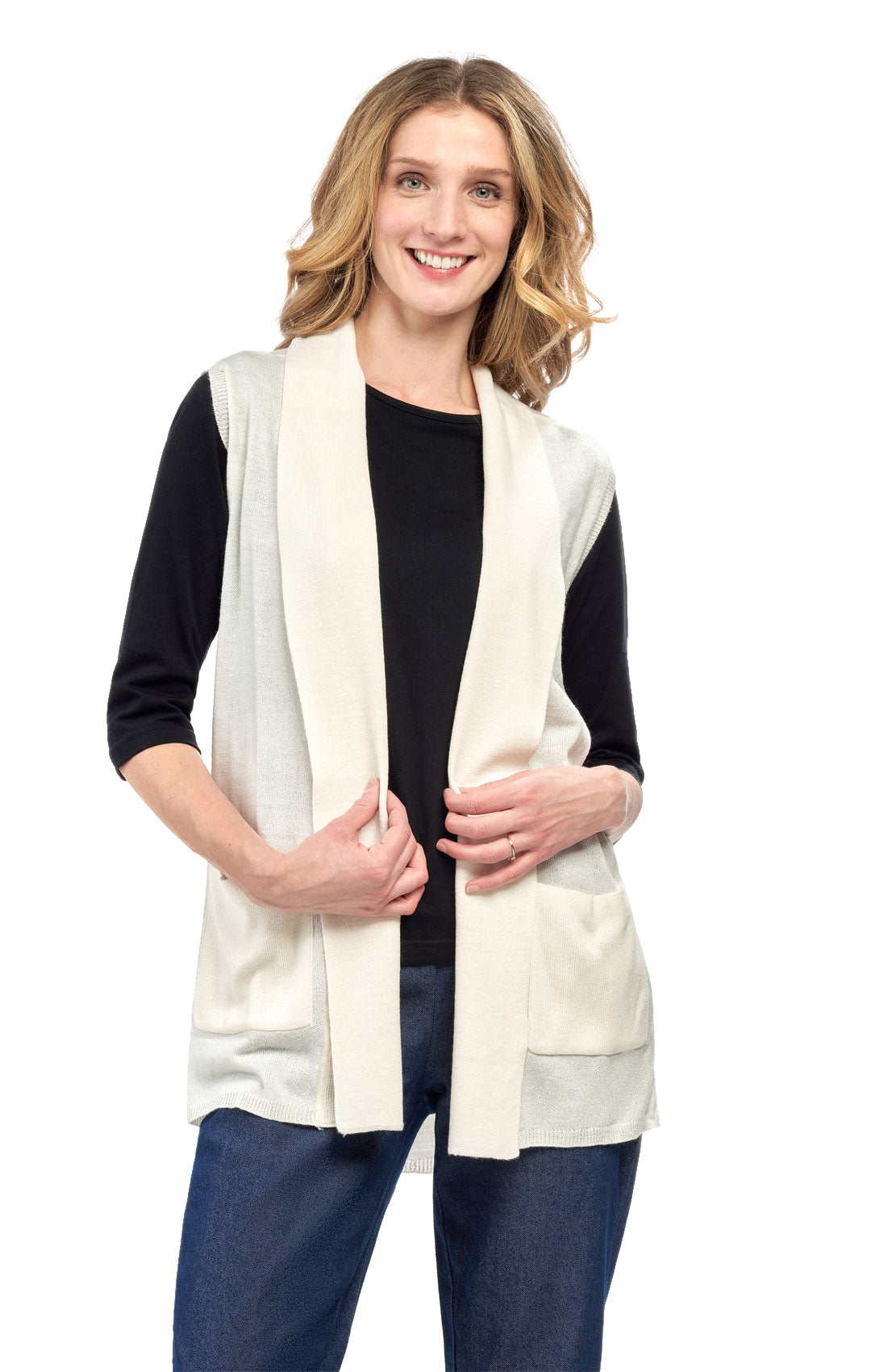 Women's Long Sleeveless Open Front Soft Shawl Collar Vest
