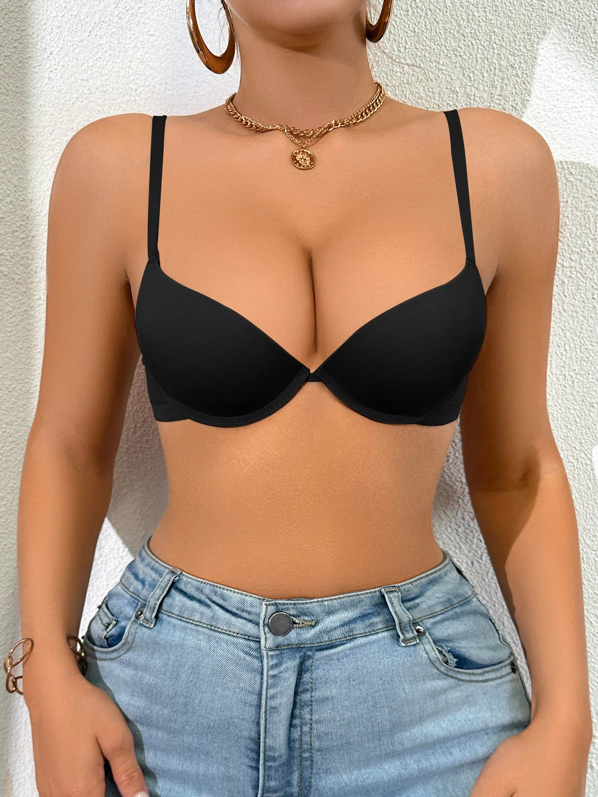 Everyday Women's Bra B C Cup Push up Bra Solid Color Basic Underwire Bra for Woman Minimalist Lingerie Comfortable Bra