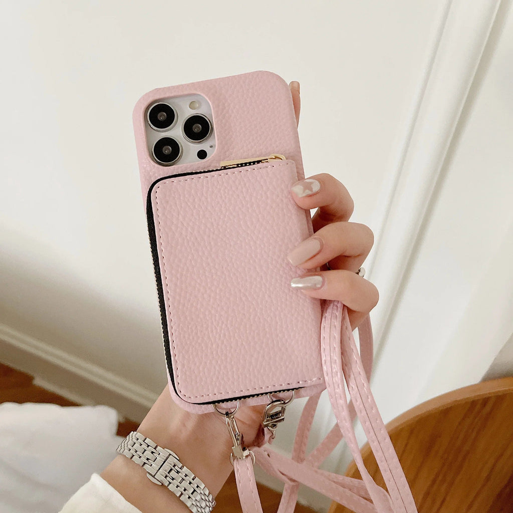 Luxury Crossbody Wallet Leather iPhone Case