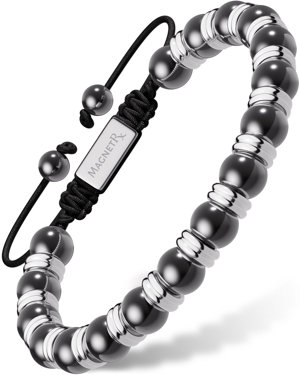 High Power Magnetic Hematite Bracelet Silver Titan